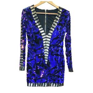 House Of Jade Sky Sequin Mini Dress Size 8 Sequined Party Cocktail Event Glam